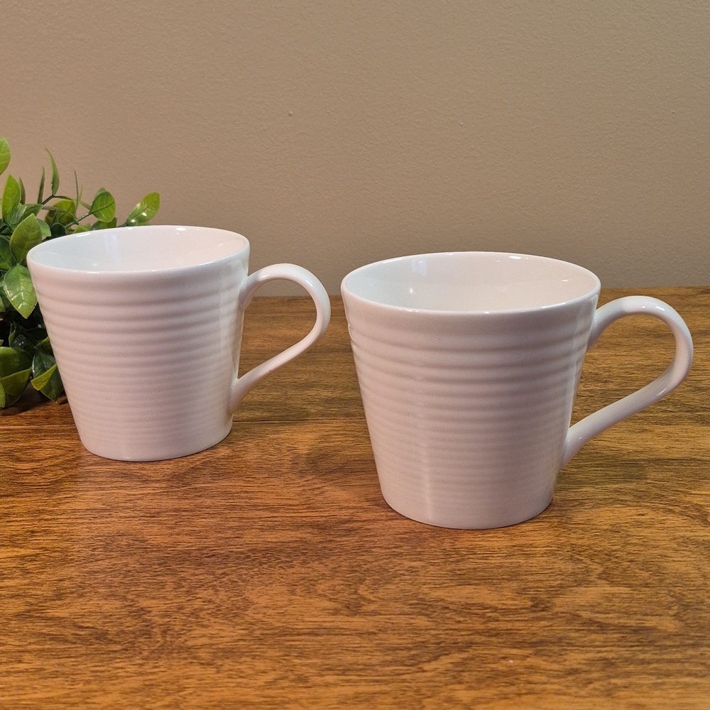 ROYAL DOULTON GORDON RAMSAY 'Maze' White Stoneware Mugs, Set of 2